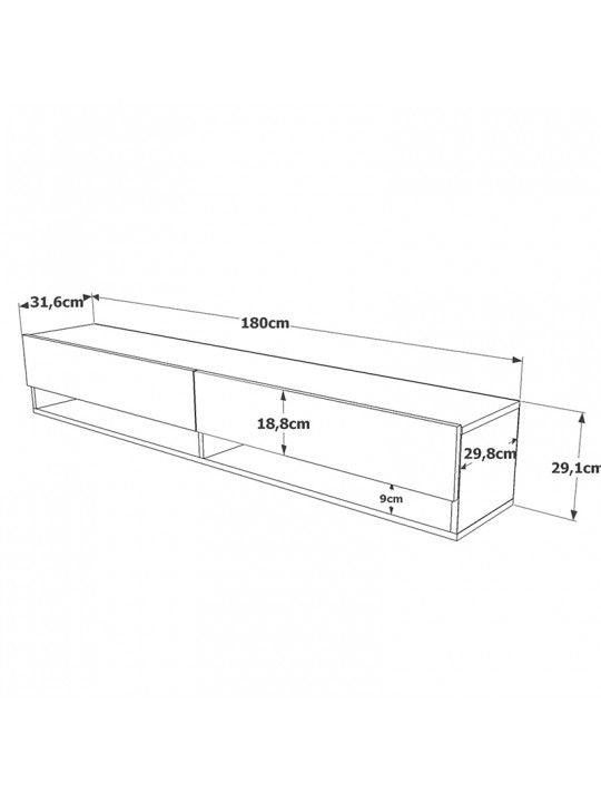 Έπιπλο τηλεόρασης επιτοίχιο Handra pakoworld λευκό-oak 180x31,5x29,5εκ