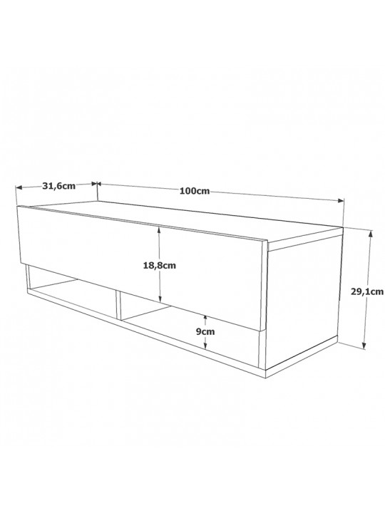 Έπιπλο τηλεόρασης επιτοίχιο Roscoe pakoworld oak 100x31,5x29,5εκ