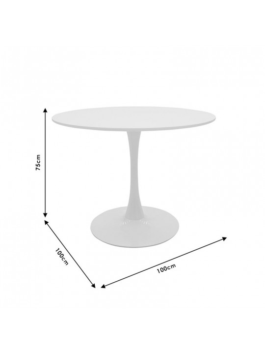 Τραπέζι Balou pakoworld MDF λευκό Φ100x75εκ