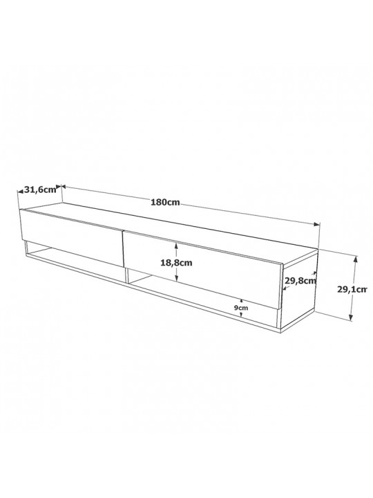 Έπιπλο τηλεόρασης επιτοίχιο Roscoe pakoworld sonoma 180x31.6x29.6εκ