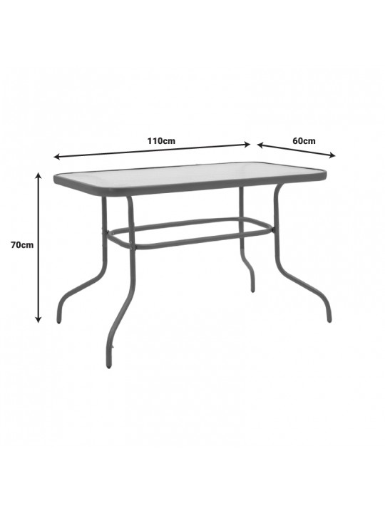 Τραπέζι Valor pakoworld μέταλλο καφέ-γυαλί 110x60x70εκ