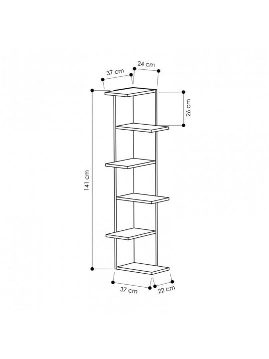 Βιβλιoθήκη γωνιακή Saso pakoworld μελαμίνης oak 37x37x141εκ