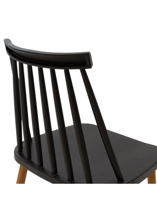 Καρέκλα Aurora pakoworld pp μαύρο-φυσικό πόδι 42x46x79εκ