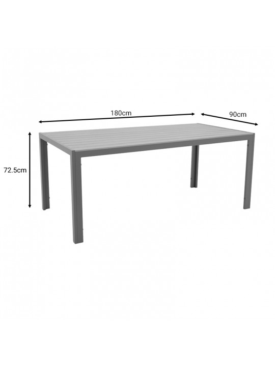 Τραπέζι Nares pakoworld αλουμίνιο ανθρακί-plywood φυσικό 180x90x72.5εκ