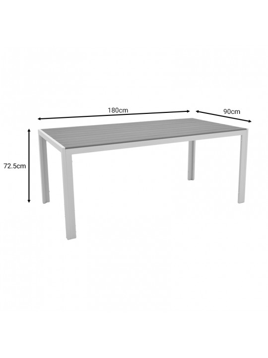 Τραπέζι Nares pakoworld αλουμίνιο λευκό-plywood φυσικό 180x90x72.5εκ