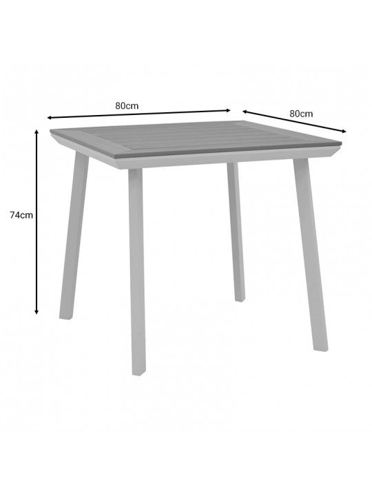 Τραπέζι Synergy pakoworld αλουμίνιο λευκό-plywood φυσικό 80x80x74εκ