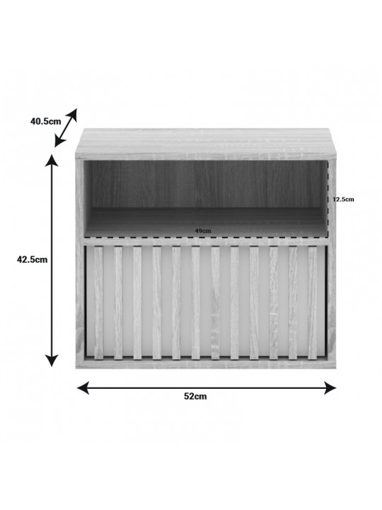 Κομοδίνο Bruse pakoworld oak-λευκό μελαμίνης 52x40.5x42.5εκ