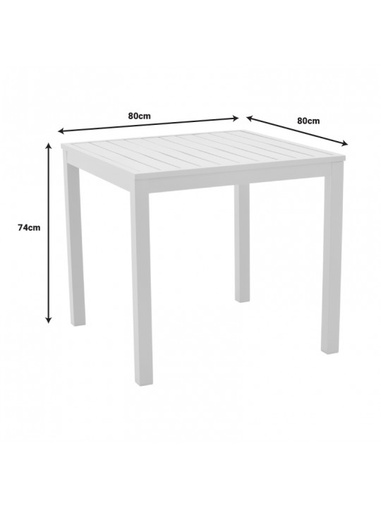 Τραπέζι Kliton  pakoworld αλουμινίου λευκό 80x80x74εκ