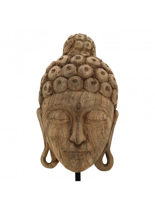 Επιτραπέζιο διακοσμητικό βούδας Mask Inart φυσικό μάνγκο ξύλο-μέταλλο 20x18.5x48.5εκ