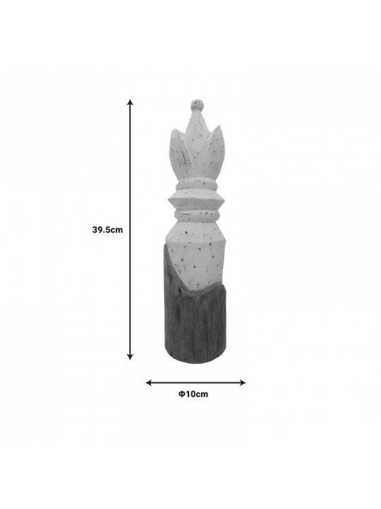 Διακοσμητικό πιόνι σκακιού Kras Inart φυσικό-λευκό μάνγκο ξύλο 10x10x39.5εκ