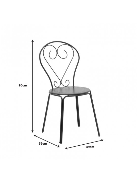 Καρέκλα Chari pakoworld στοιβαζόμενη μαύρο μέταλλο 49x55x90εκ