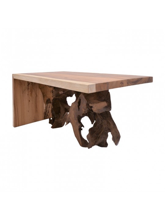 Τραπέζι σαλονιού Cardi Inart καρυδί teak ξύλο 110x60x50εκ