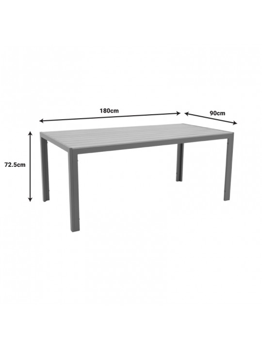 Τραπεζαρία Nares-Moly B σετ 7τεμ pakoworld ανθρακί-μαύρο αλουμίνιο και plywood σε φυσικό χρώμα 180x90x72.5εκ