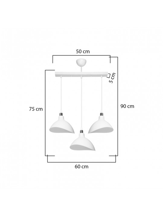 Φωτιστικό οροφής τρίφωτο Triha pakoworld pp σε λευκή απόχρωση 60x22x90εκ