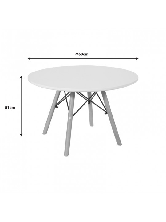 Τραπέζι Julita παιδικό pakoworld λευκό mdf και ξύλο οξιάς σε φυσική απόχρωση Φ60x51εκ
