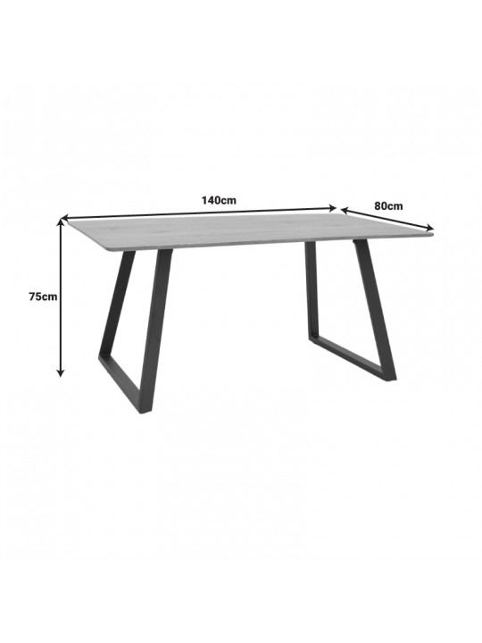 Τραπέζι Winor pakoworld φυσικό mdf-πόδι μαύρο μεταλλικό 140x80x75εκ