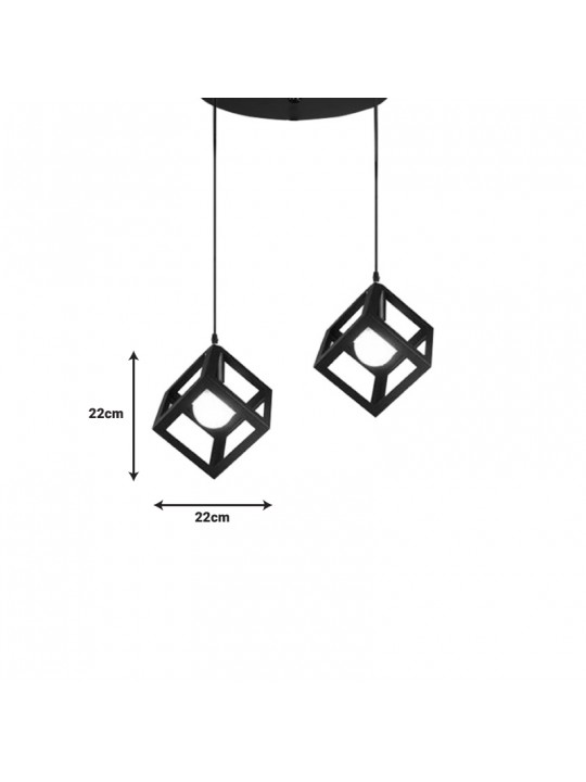 Φωτιστικό οροφής δίφωτο Kibe II pakoworld μαύρο μέταλλο 48x28 εκ