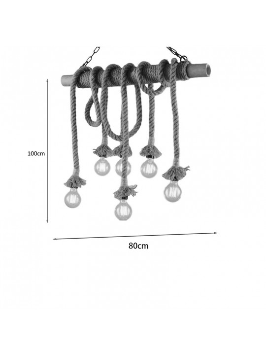 Φωτιστικό οροφής Ropily ΙI pakoworld φυσικό μέταλλο-σχοινί 80x100εκ