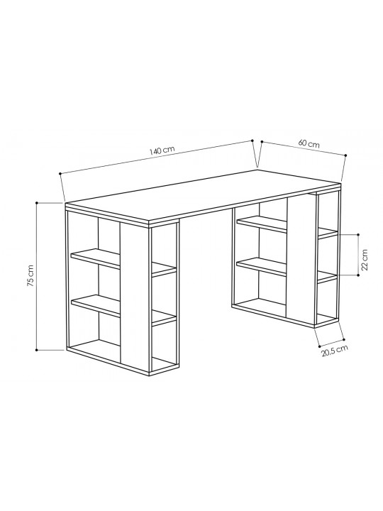 Γραφείο Colmar pakoworld χρώμα λευκό -σκούρο φυσικό 140x60x75εκ